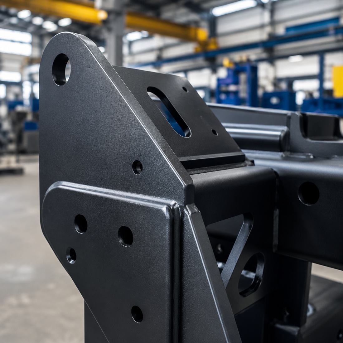 Powder-coated precision bracket, close detail